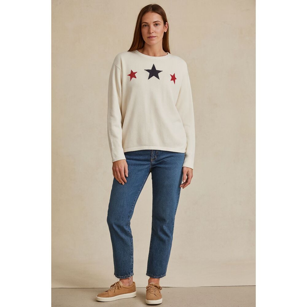 Pendleton White Knit Usa Star Pullover Sweater To… - image 1